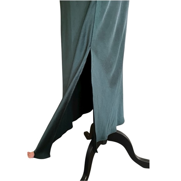 MADEWELL Drawstring Midi Slip Skirt Smokey Spruce Size 8 green 90’s Satin preppy - Picture 4 of 11